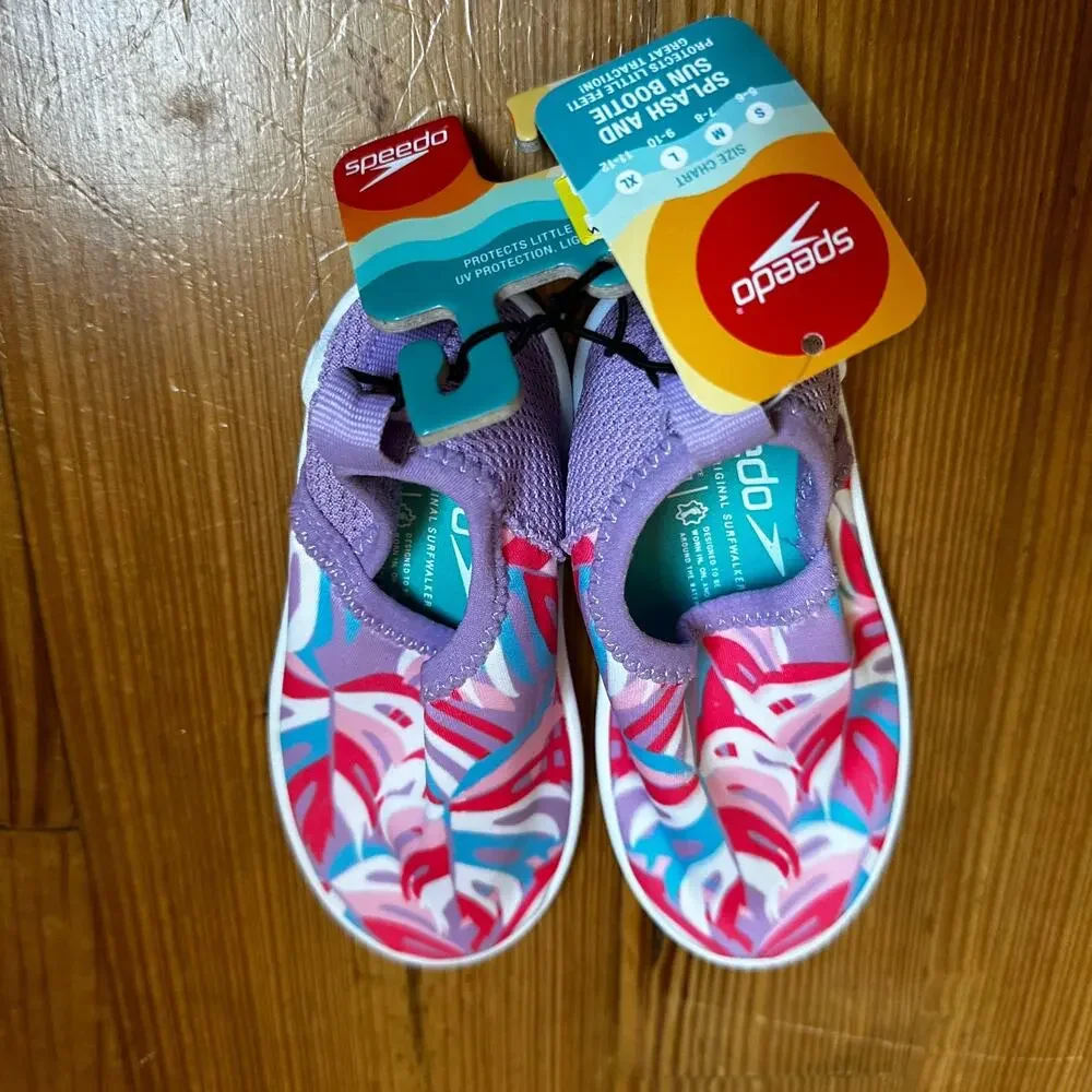 NWT Speedo purple pink water‎ show SIZE M(7-8)